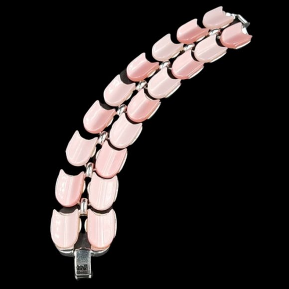 Vintage Lisner Two Tone Pink Moonglow Bracelet - Picture 2 of 6